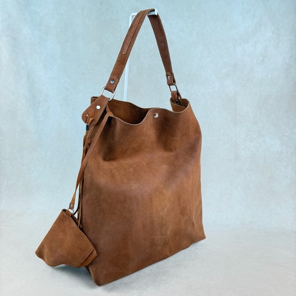 Gianni Notaro Genuine Leather Suede Tote Bag w/ Pouch | Made in Italy - Picture 2 of 16